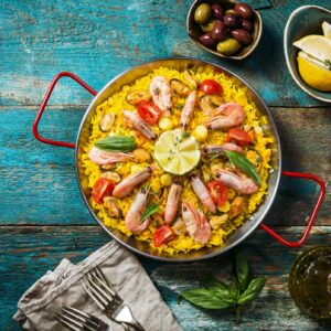 Traditional seafood paella