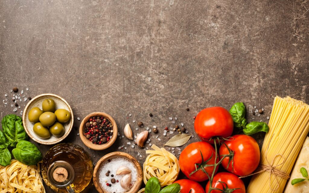 Italian cuisine concept with ingredients