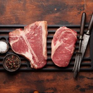 Various raw beef steaks